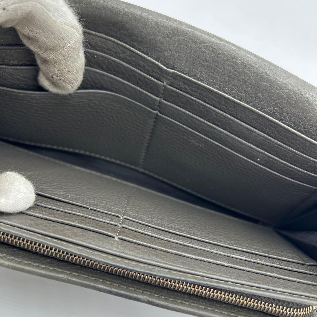 GUCCI 長財布　レザー　ホースビット　ロゴ　グレー　財布