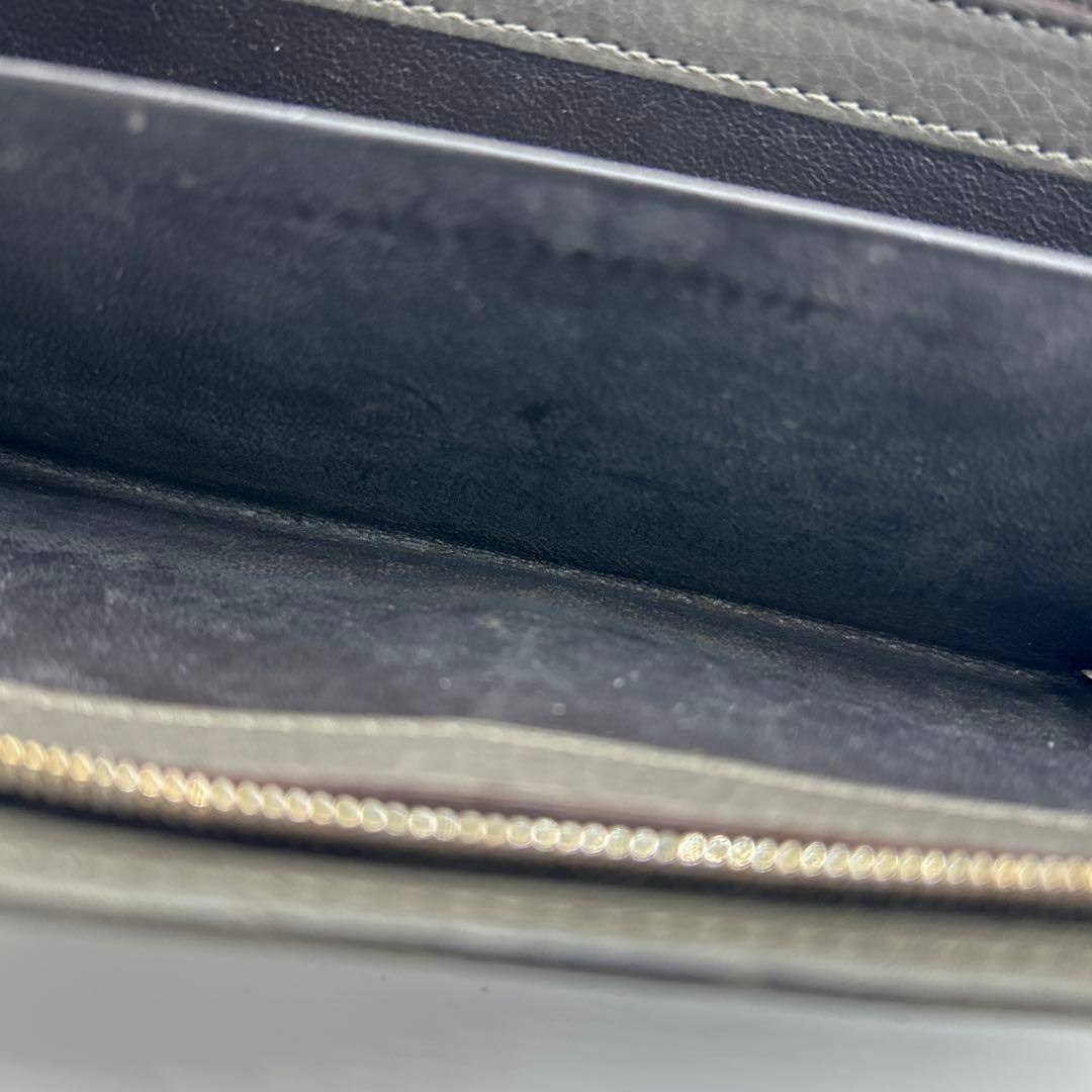 GUCCI 長財布　レザー　ホースビット　ロゴ　グレー　財布