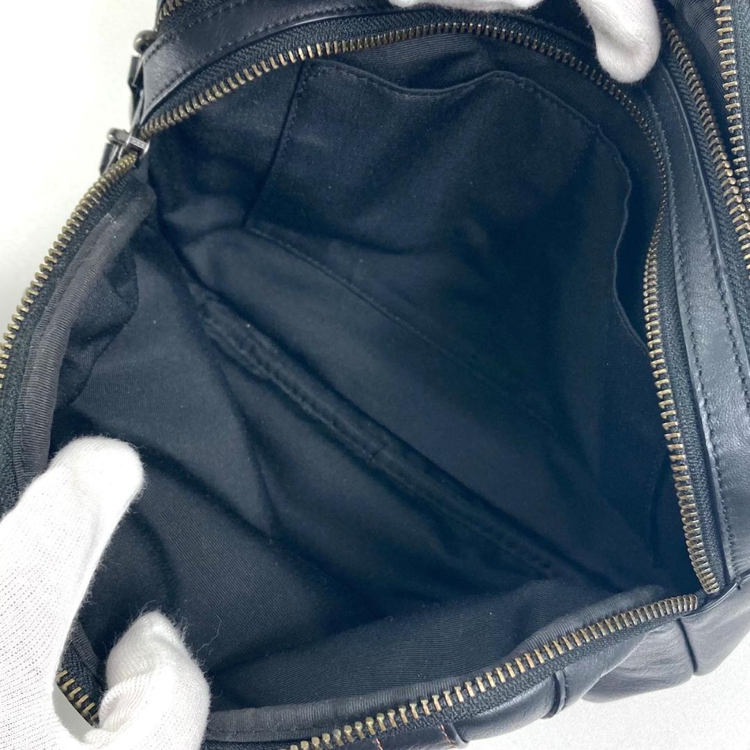 COACH　コーチ　ボディバッグ　ウエストバッグ　レザー　ブラック