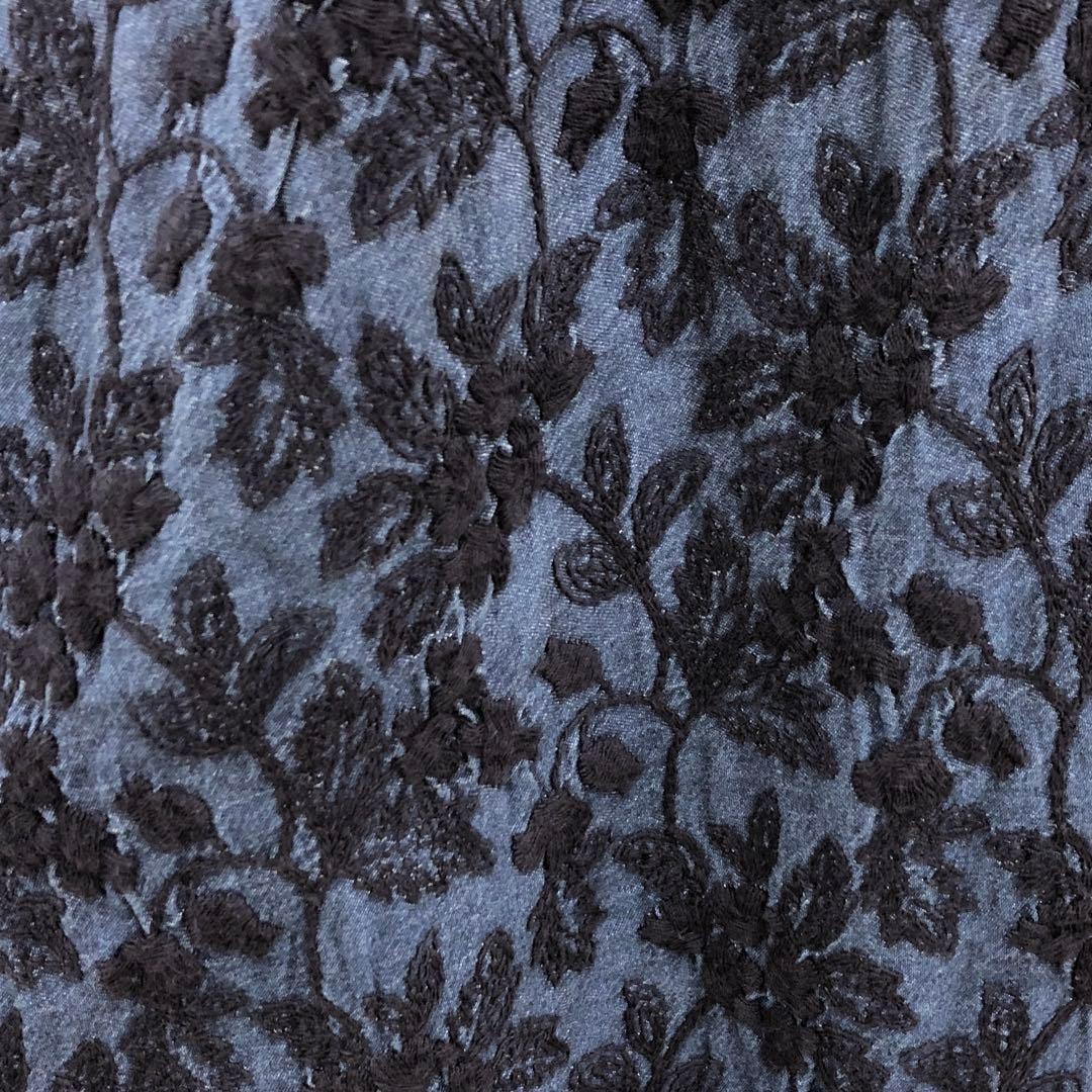 BEARDSLEY デニム 刺繍パンツ 1サイズ 花柄 ワイド パンツ 青 紺