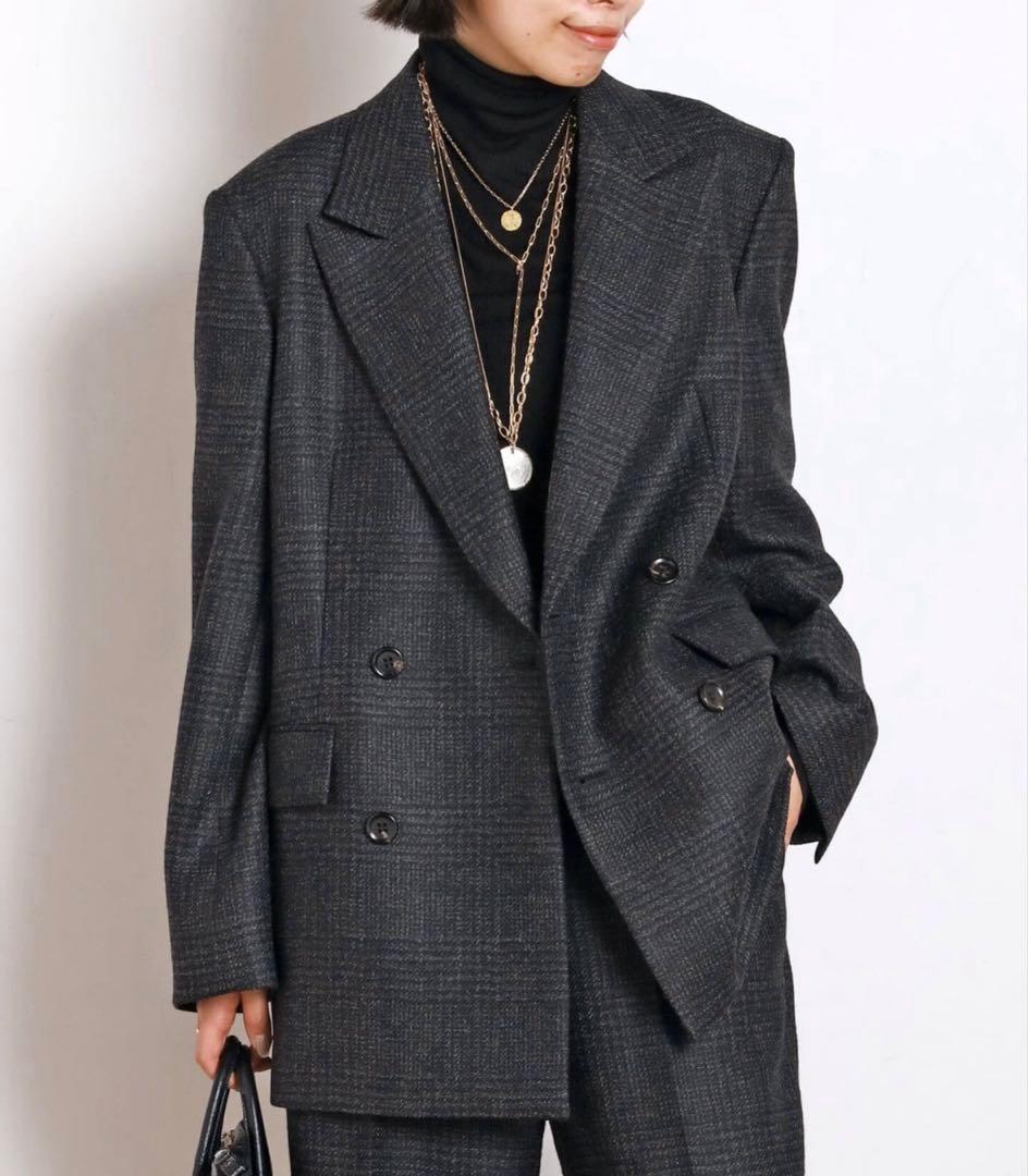 【新品未使用】完売品 apstudio グレンチェックダブルジャケット 36