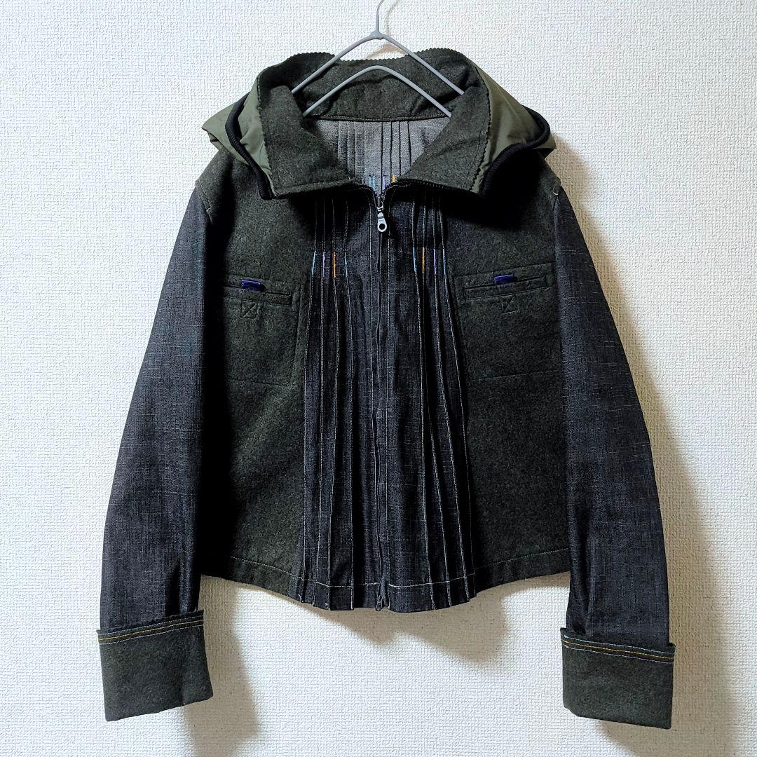 マリテフランソワジルボー 異素材 プリーツ ジャケット フーディ