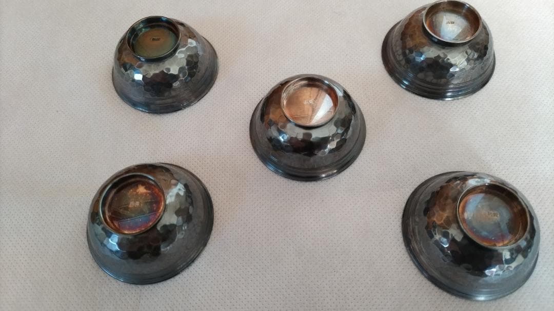 純銀刻印有　酒杯 5客