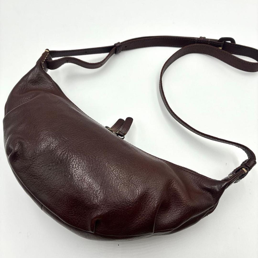 人気 ゲンテン ボディバッグ ショルダーバッグ 三日月 トスカ レザー ブラウン