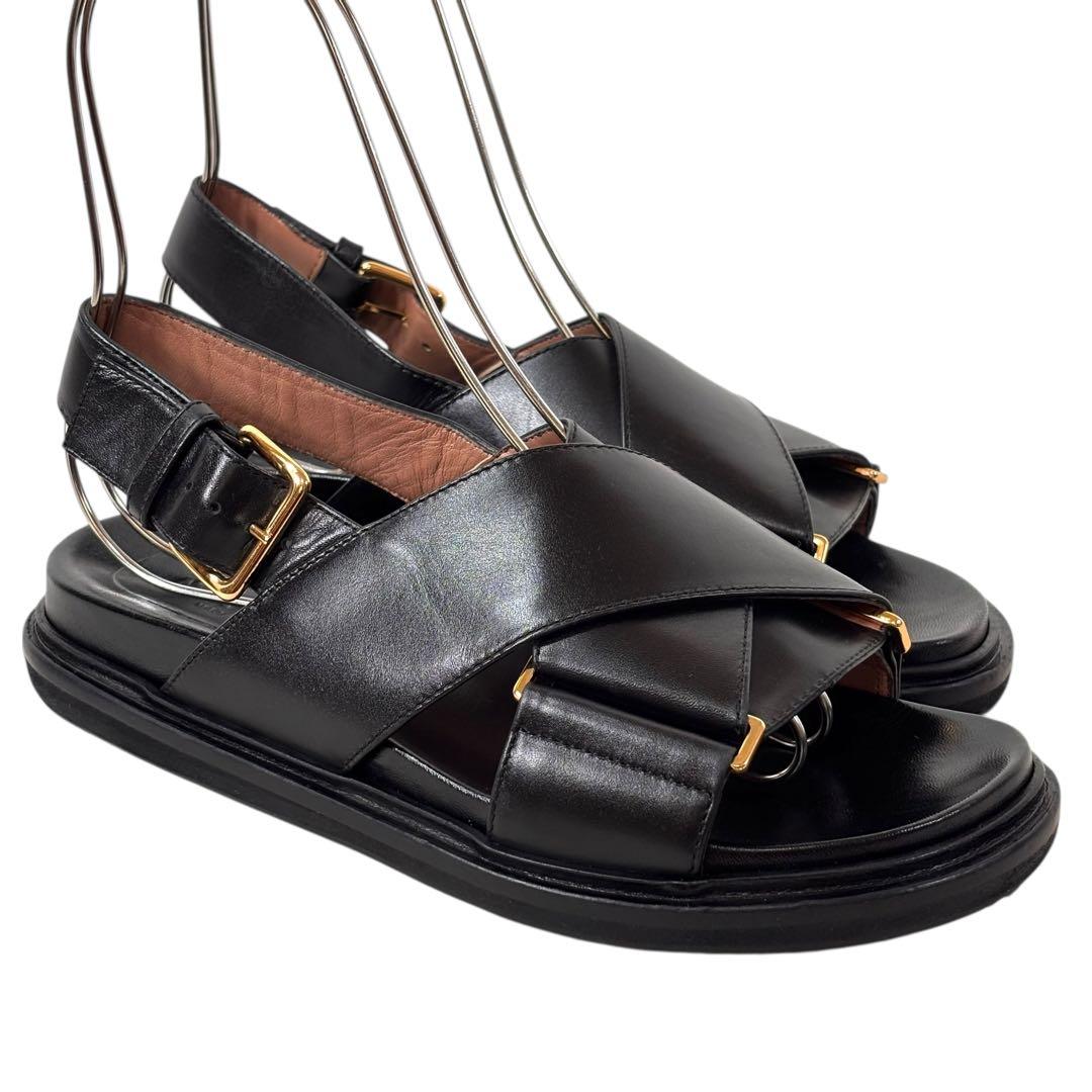 マルニ MARNI 36 23 フスベットサンダル クロスベルト ブラック 黒