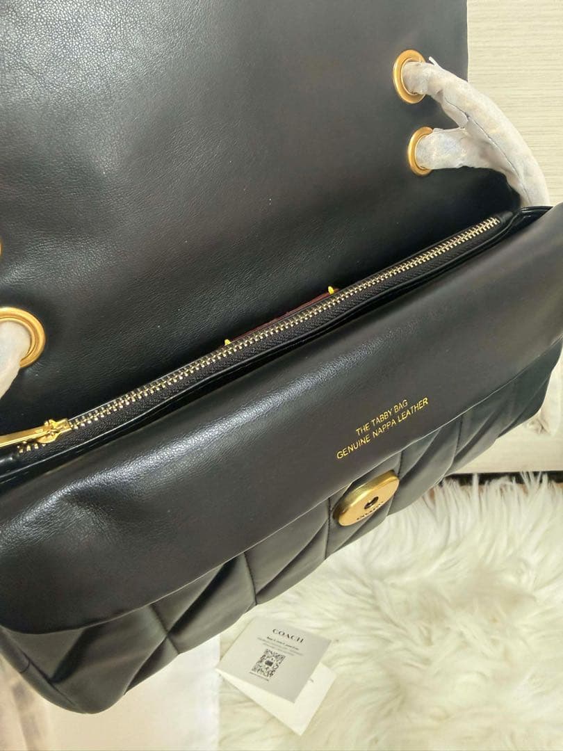 COACH ブラックレザー ショルダーバッグ26cm