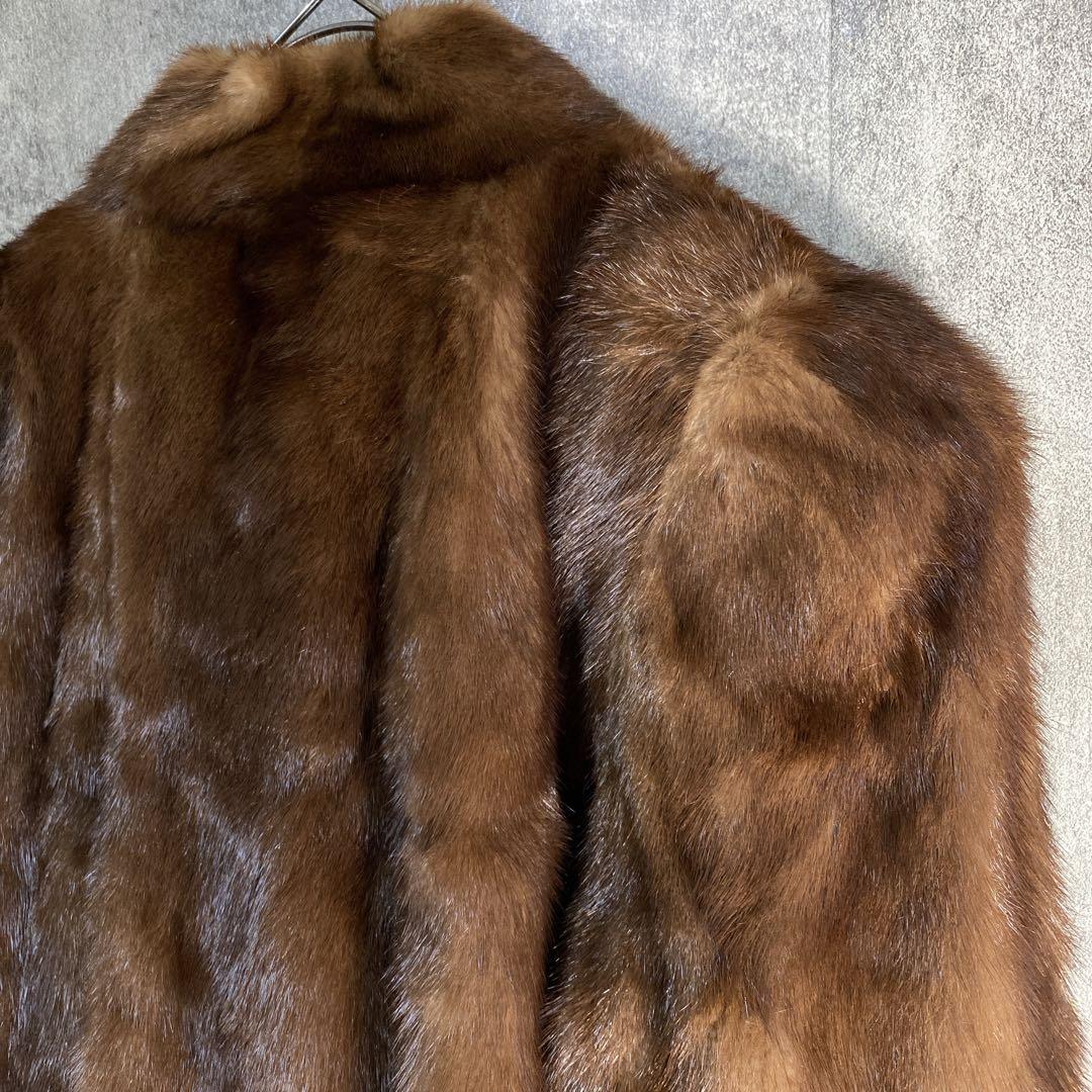 極上リアルファーコート ミンク調 美艶ブラウン 大人エレガント 高級アウター