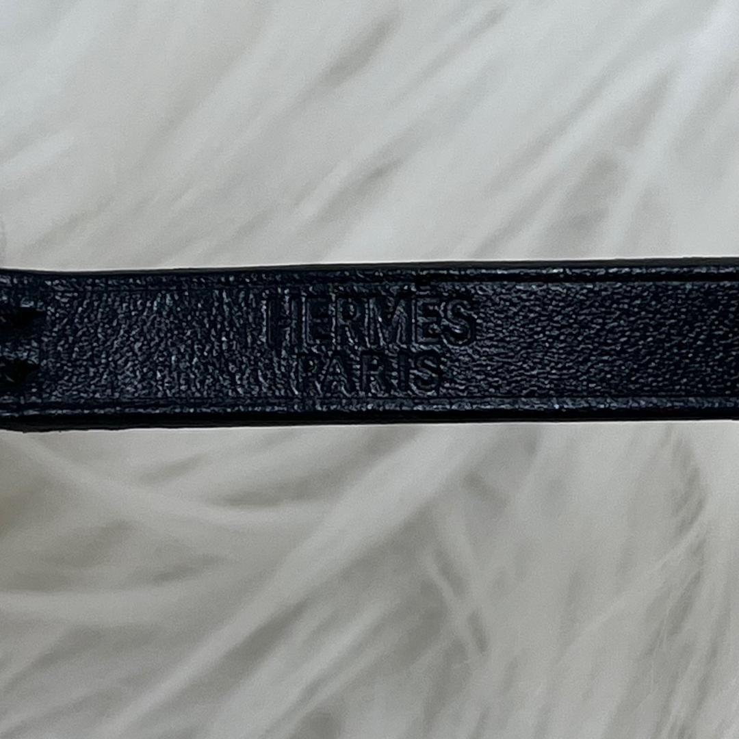 エルメスHERMES レザー ブレスレット アピ Hベルト　ブラック×シルバー