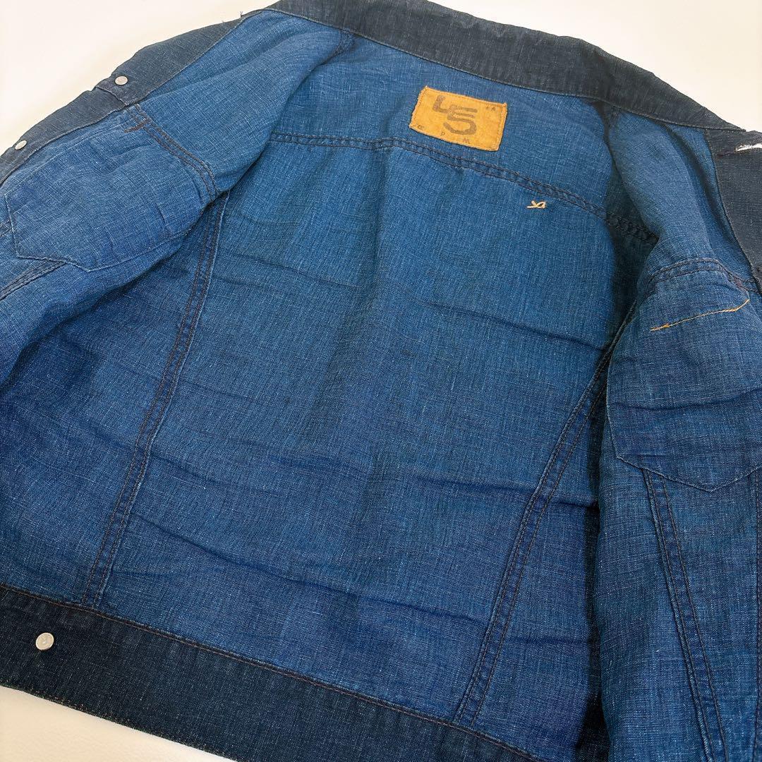 希少☆45R リネンの908空比古比女ジャン（インディゴ）ジャケット