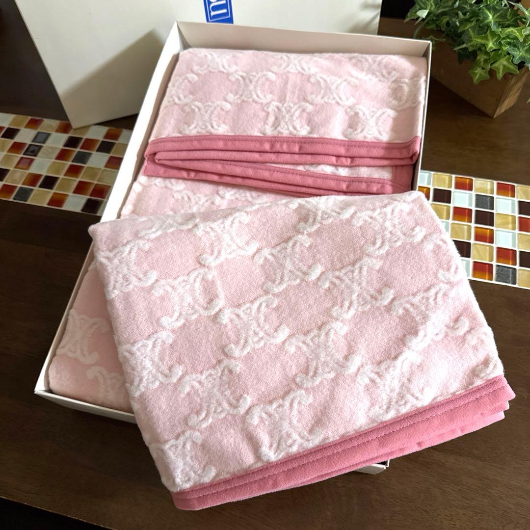 【CÉLINE】　セリーヌ　綿毛布（ピンク）