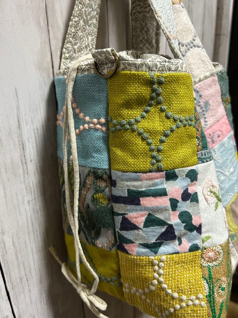 ミナペルホネン ハンドメイド パッチワーク巾着トートバッグ