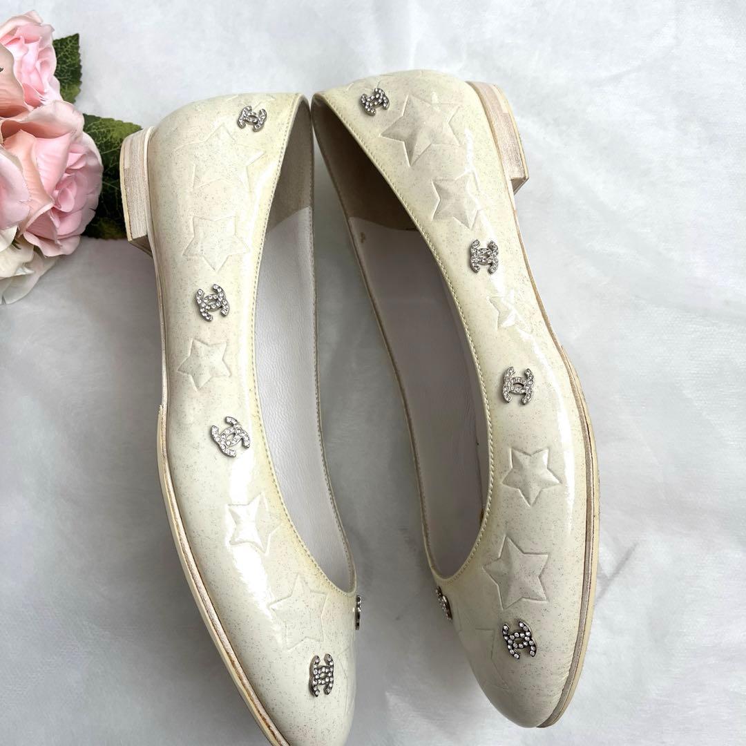 CHANEL 星型エンボス フラットシューズ　35 1/2