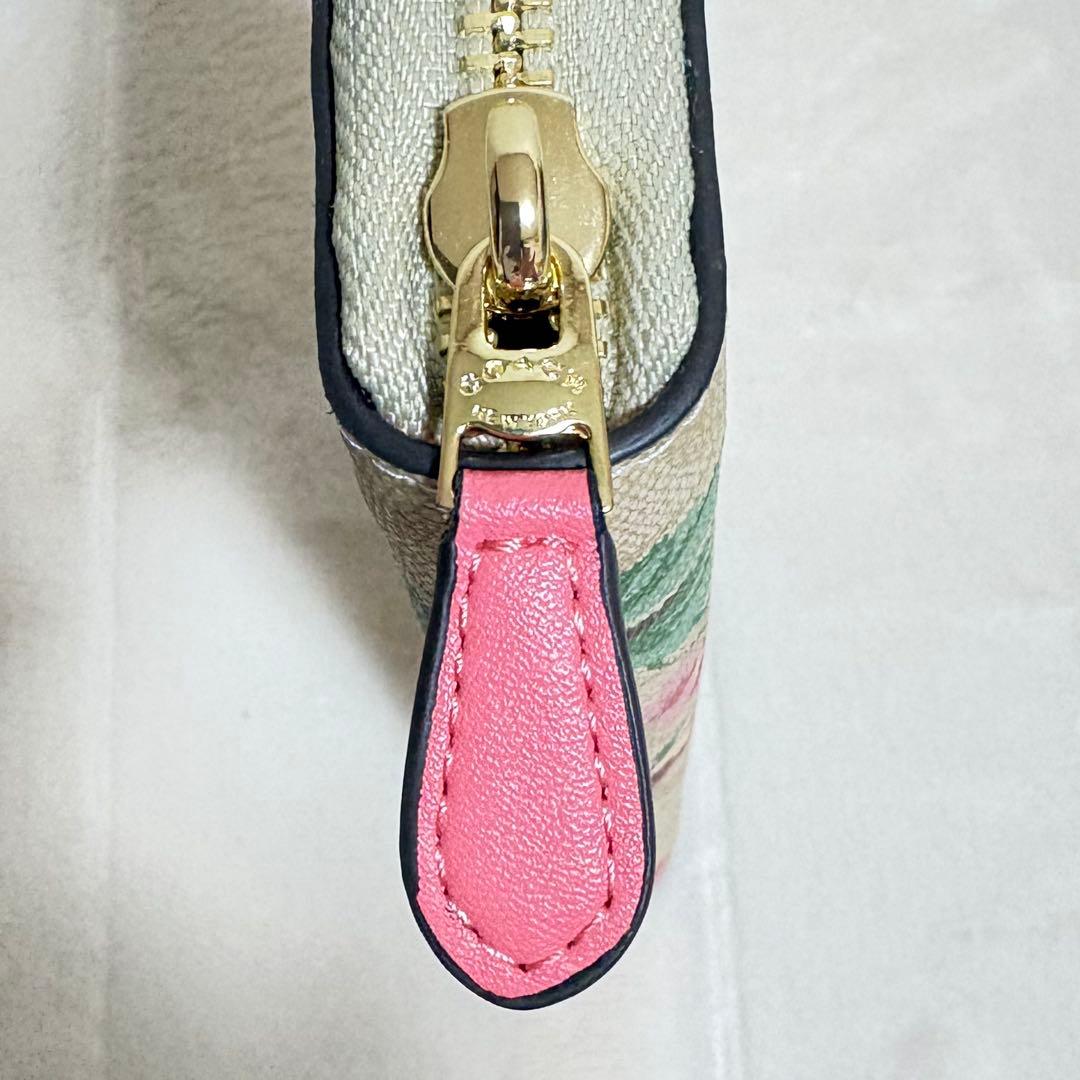 COACH コーチ 長財布 財布 シグネチャー フローラル 花柄 ピンク