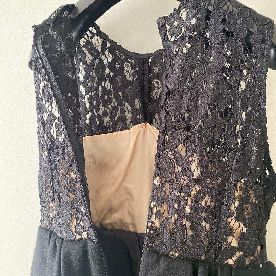 ち*ん様 美品 YOKO CHAN コクーンワンピース レースドレス 40 黒