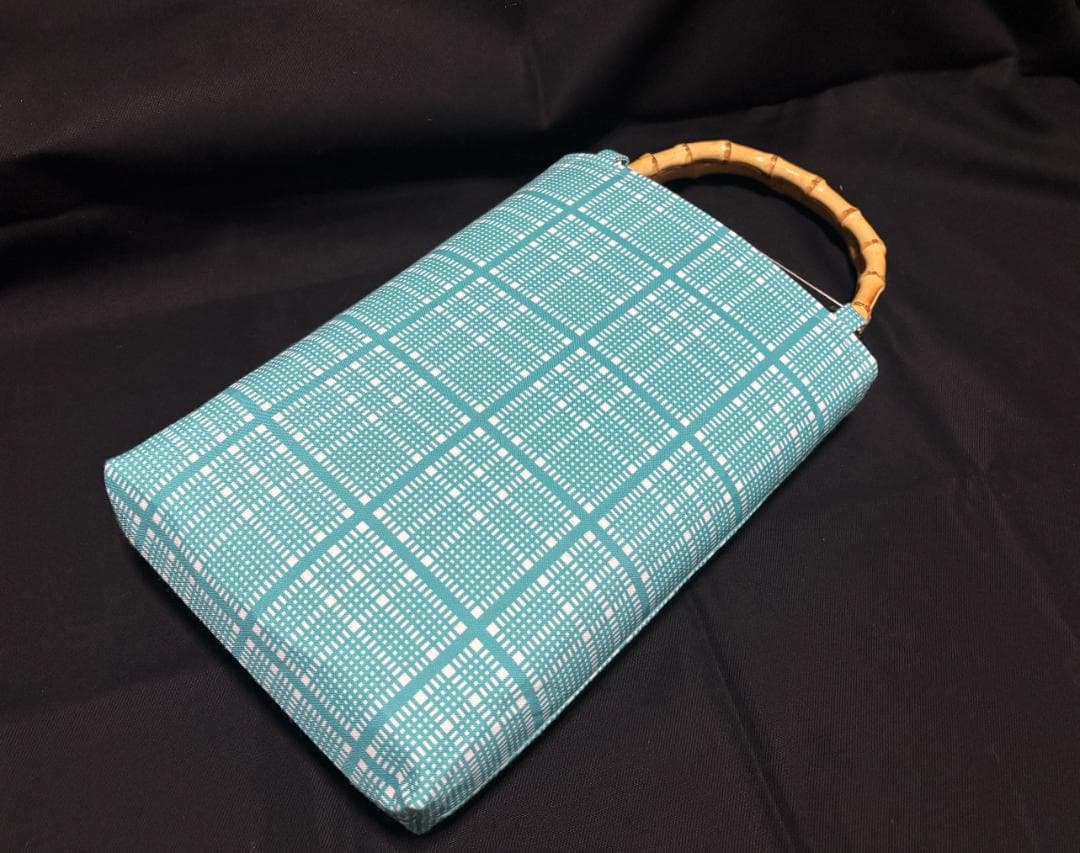 バンブー手提げ 翁格子 浅葱