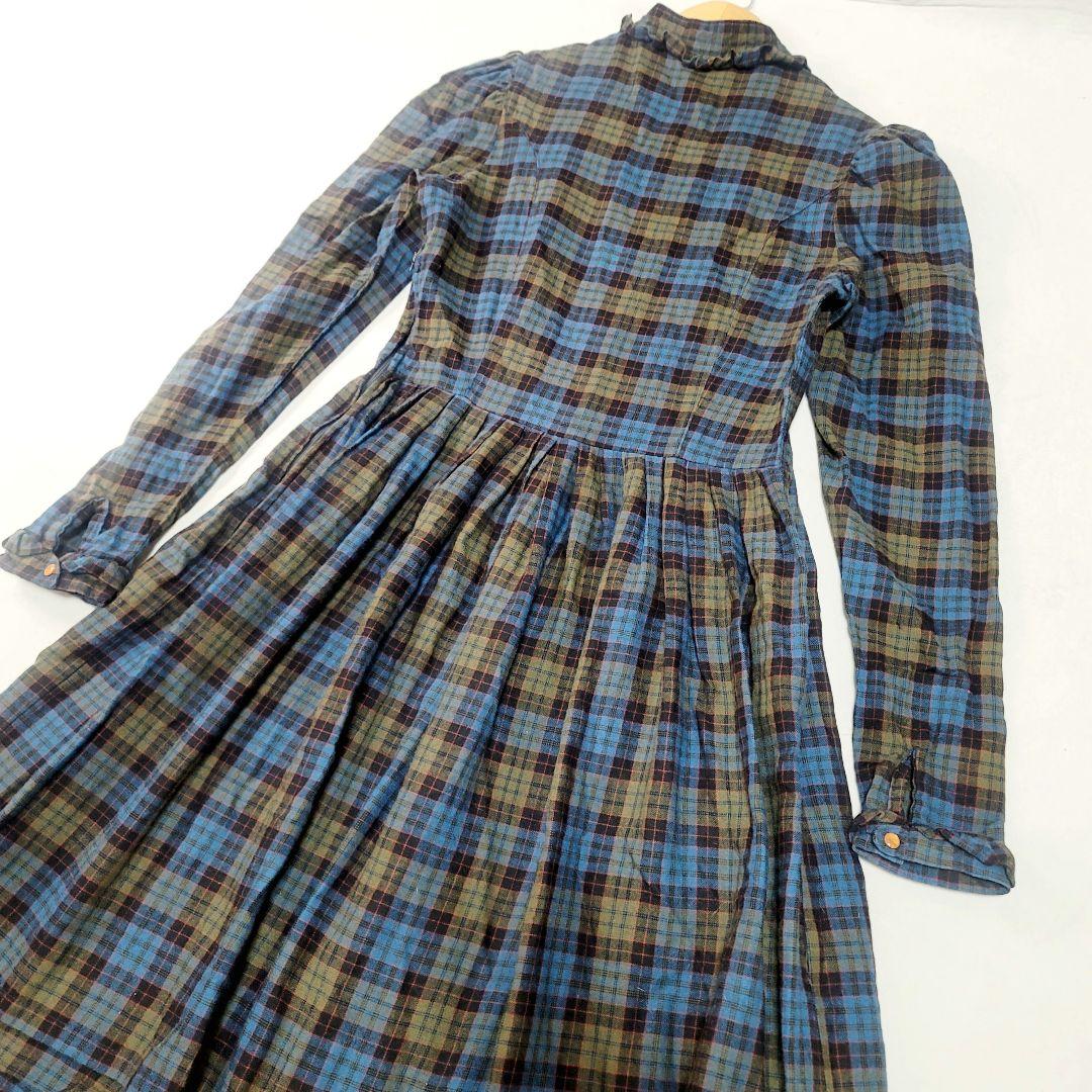 レア極美品LAURA ASHLEYヴィンテージチェック柄フリルロングワンピース