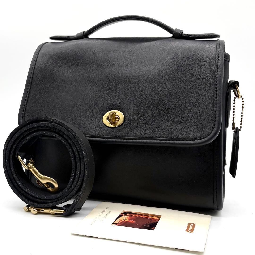 美品✨オールドコーチ 2way ショルダーバッグ ハンド レザー ネイビー