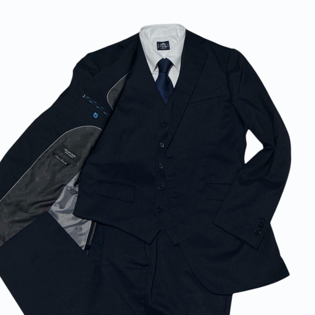 ORIHICA 3ピース リバーシブルベスト スーツ ネイビー A6