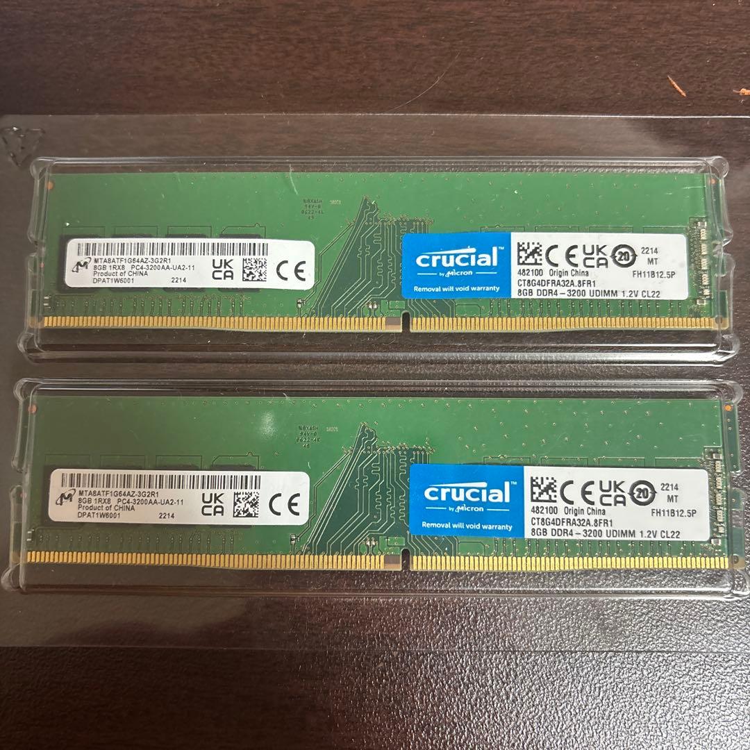 メモリー crucial CT8G4D24S8 DDR4 3200MHz 16GB