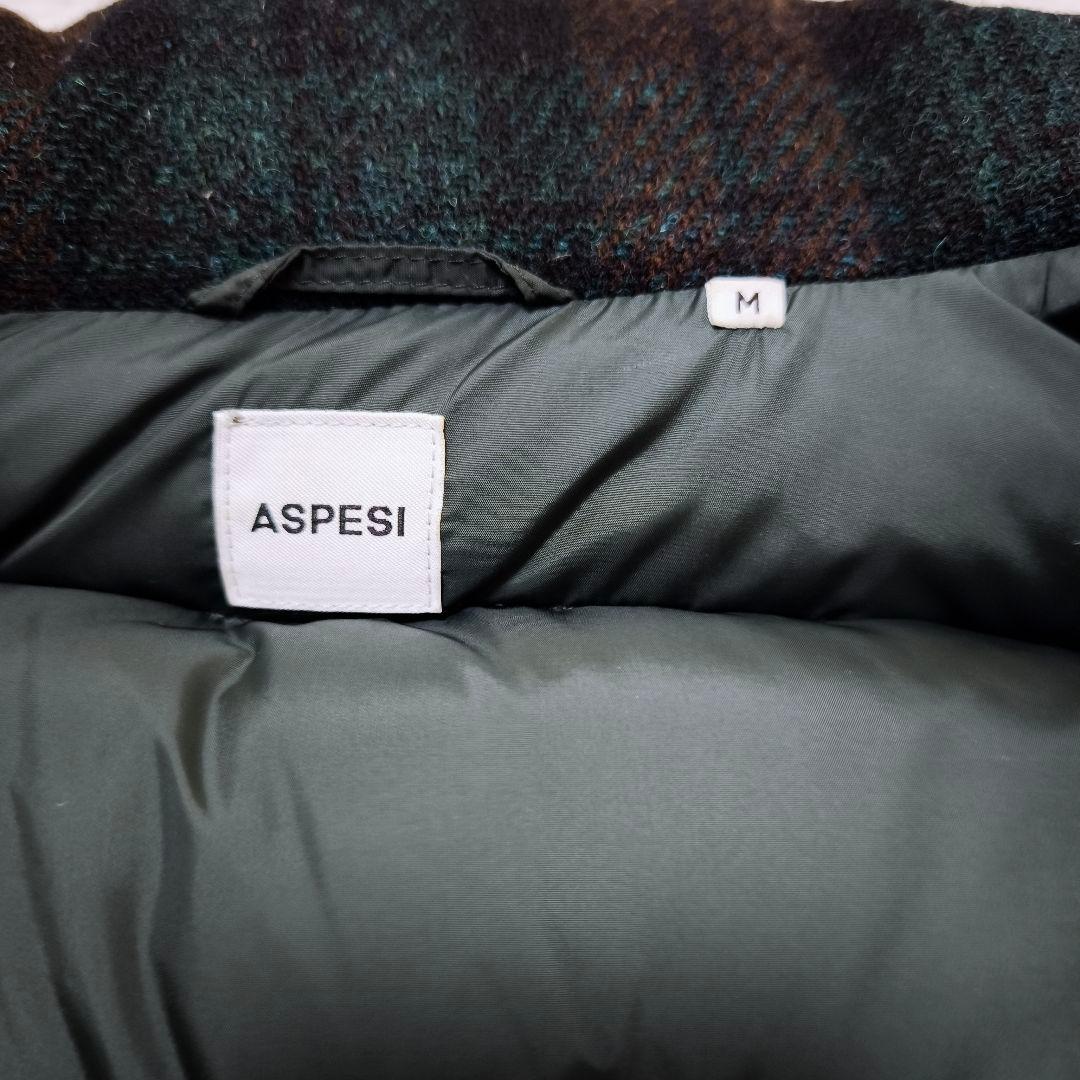 【美品】ASPESI × Harris tweed チェック柄 ダウンベスト M