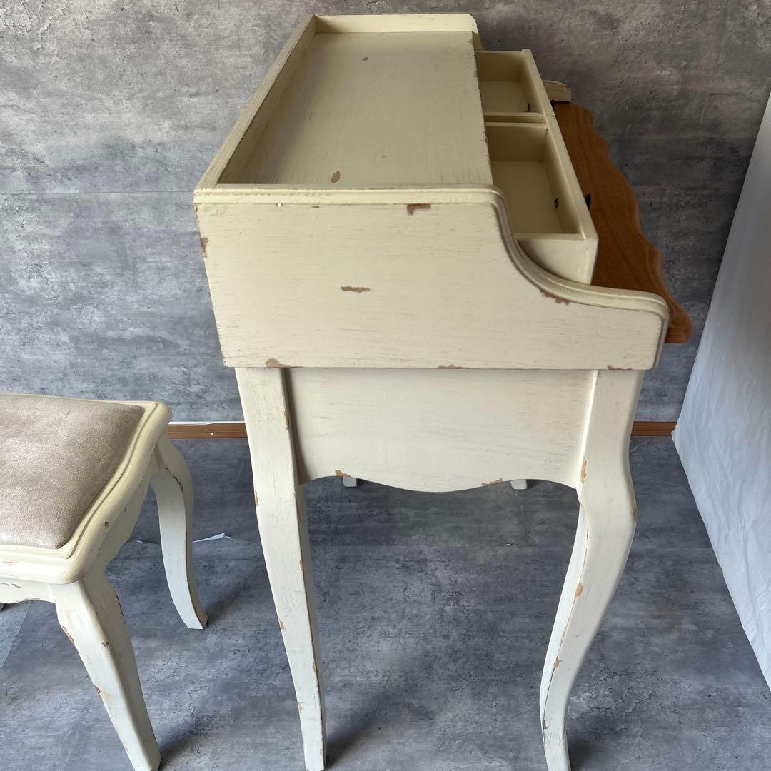 アンティーク加工 シャビーシック 猫脚コンソールデスク　椅子付