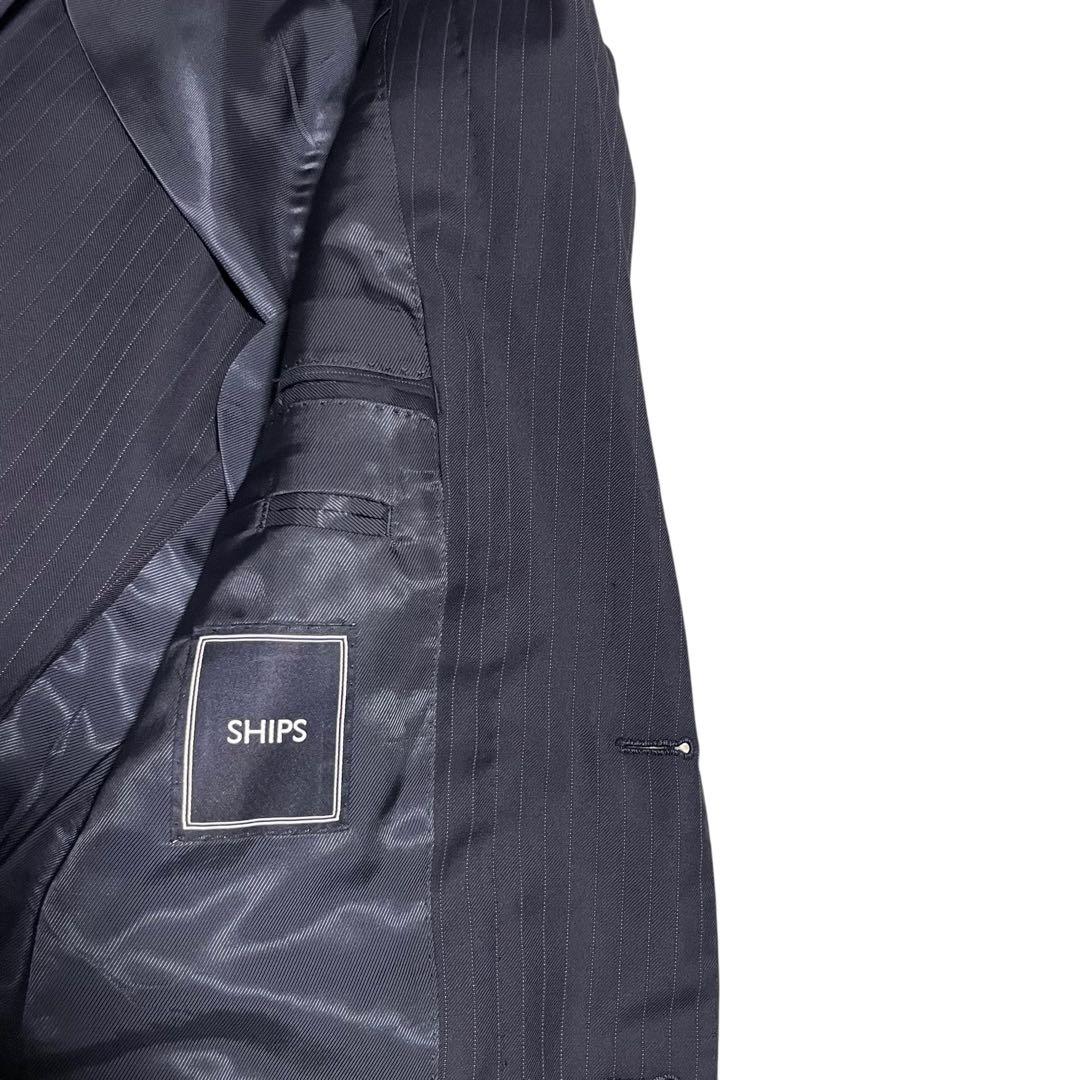 【SHIPS×Loro Piana】ビジネススーツセットアップストライプ 濃紺S