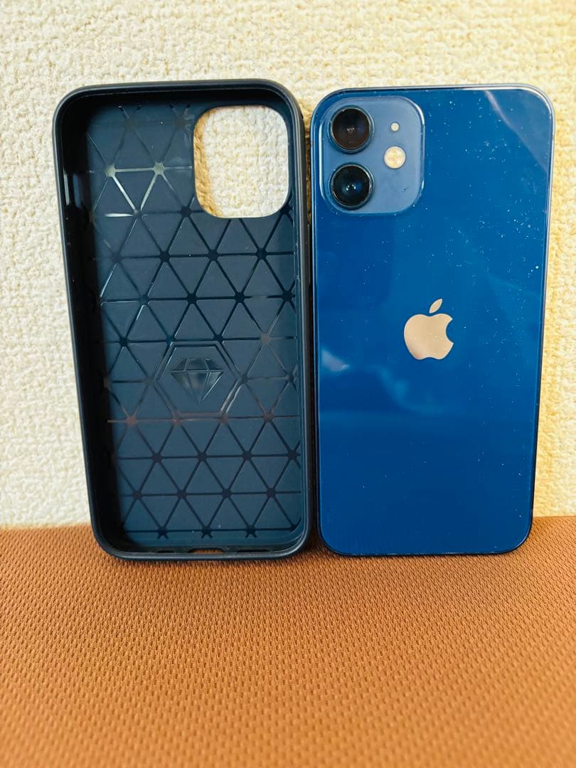 【美品】【貴重】iPhone 12mini紺色、紺色ケース、保護ガラス付き