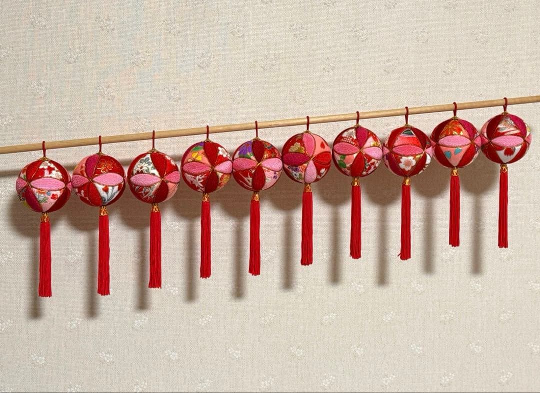 ソラ　木目込みまり　吊るし飾り6センチ玉10個