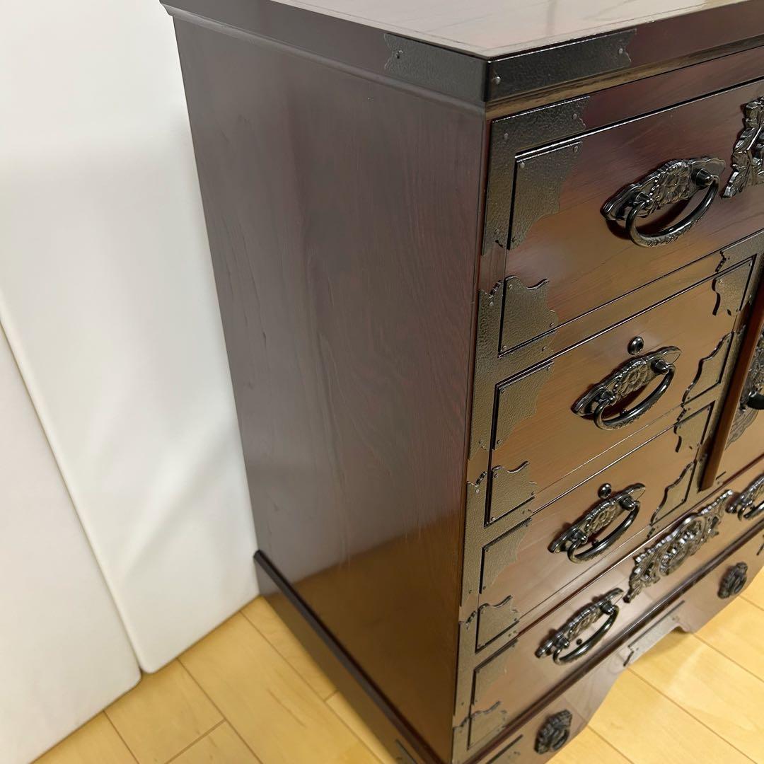 希少　筑後民芸 欅　車箪笥　和タンス　ローチェスト　サイドチェスト　鍵付　蟻組