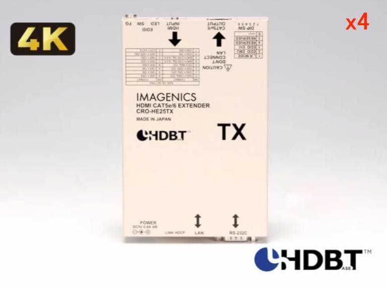 HDMI延長、送受信機　CRO-HE25RX+CRO-HE25TX４セット