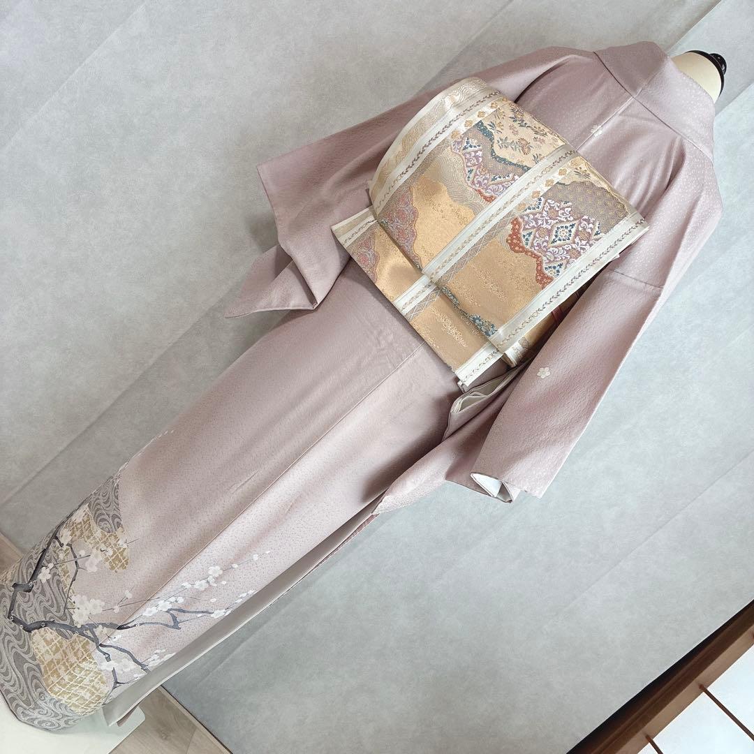 色留袖　フルセット　着物　正絹　五つ紋　大人の薄梅　気品やわらか　梅枝　J9