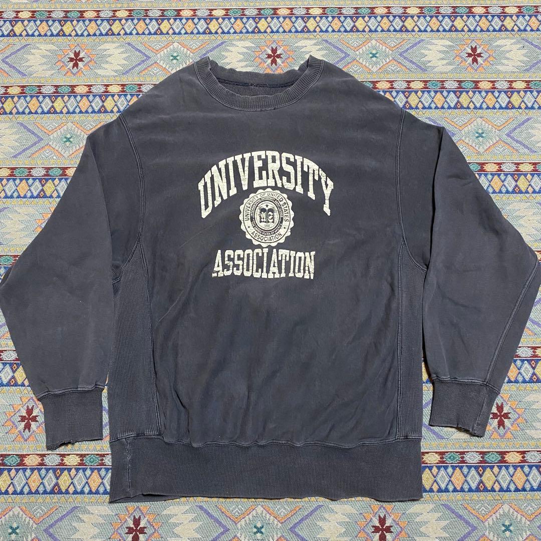 l*0様 ヴィンテージ　スウェット　3段プリント　フェード　炭黒　サイドリブ