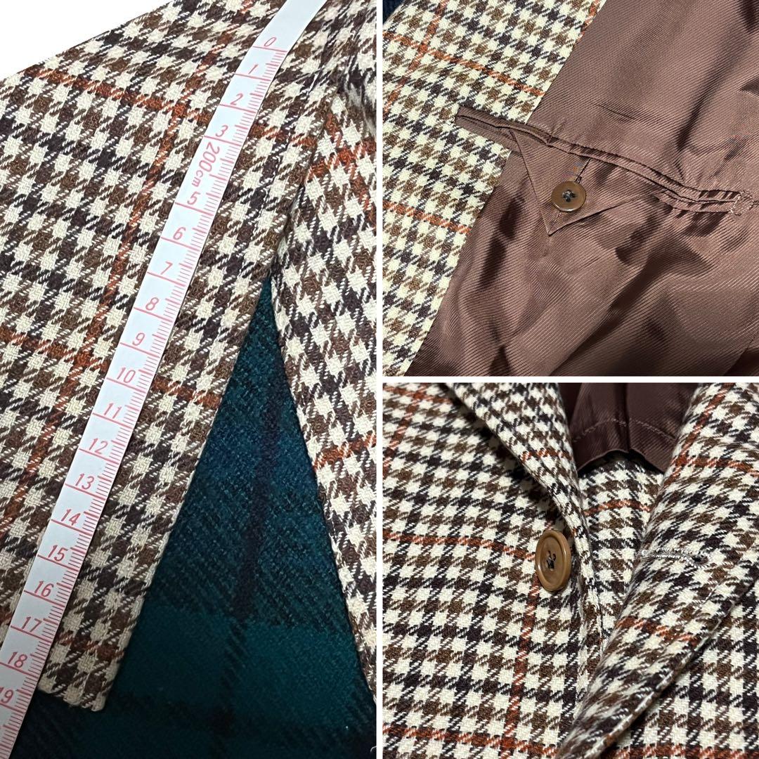 t*o様 48 L BEAMS ウール チェック ブレザー ブラウン / 日本製
