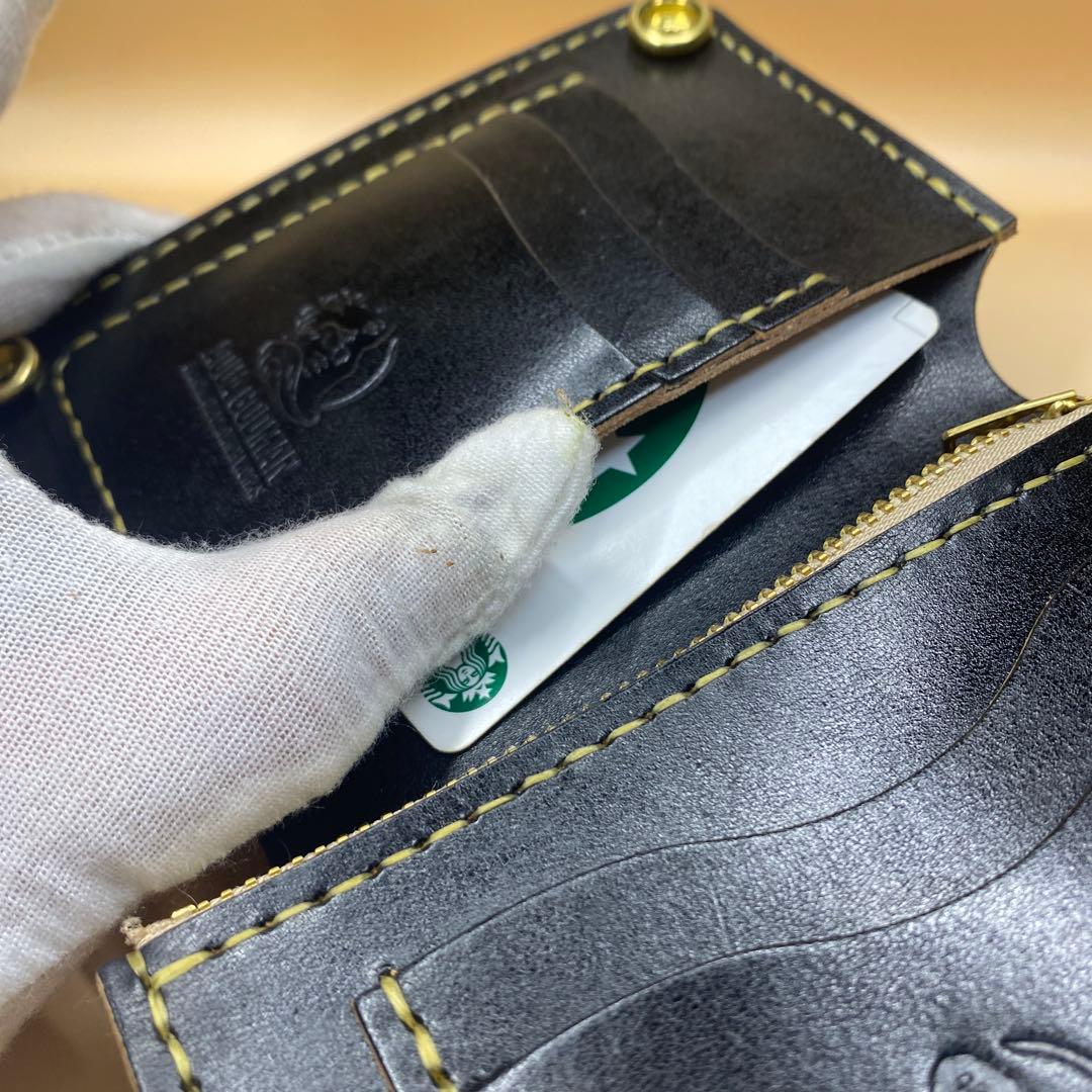 無骨 艶 マチ お札折らずに収納できる手染めミドルトラッカーウォレット BTW