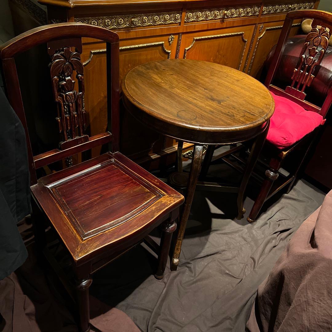 中華民国1910'sアンティーク3点セットの内のテーブル　上海租界