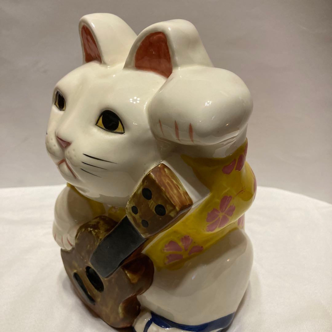 レア‼︎ Hawaii ハワイ　陶器製 ウクレレ招き猫　ラッキーキャット