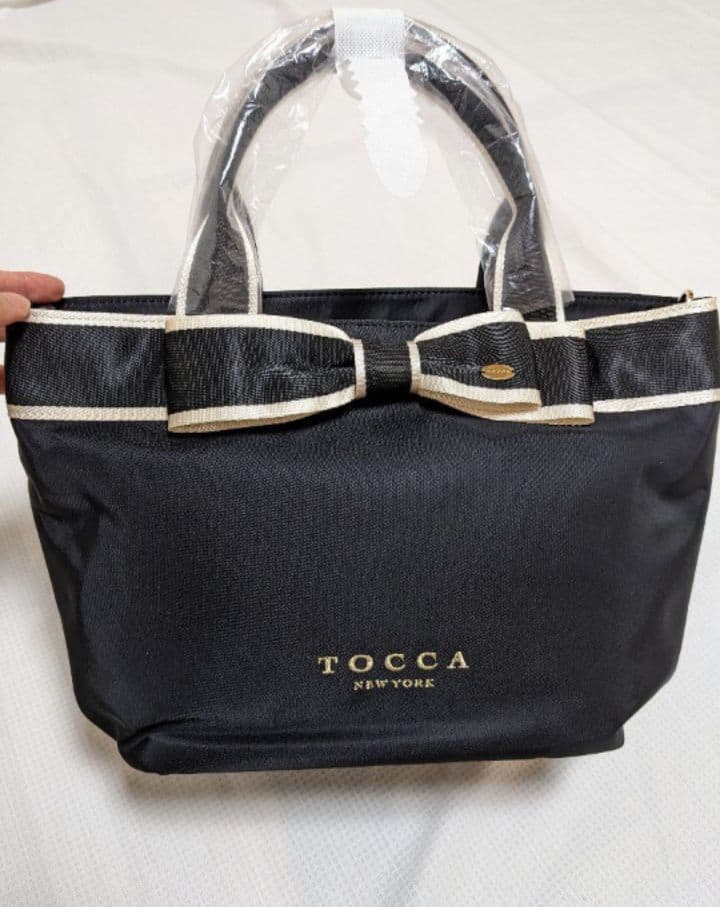 TOCCA トッカ/2wayバイカラートートバッグ リボン付き/黒/新品