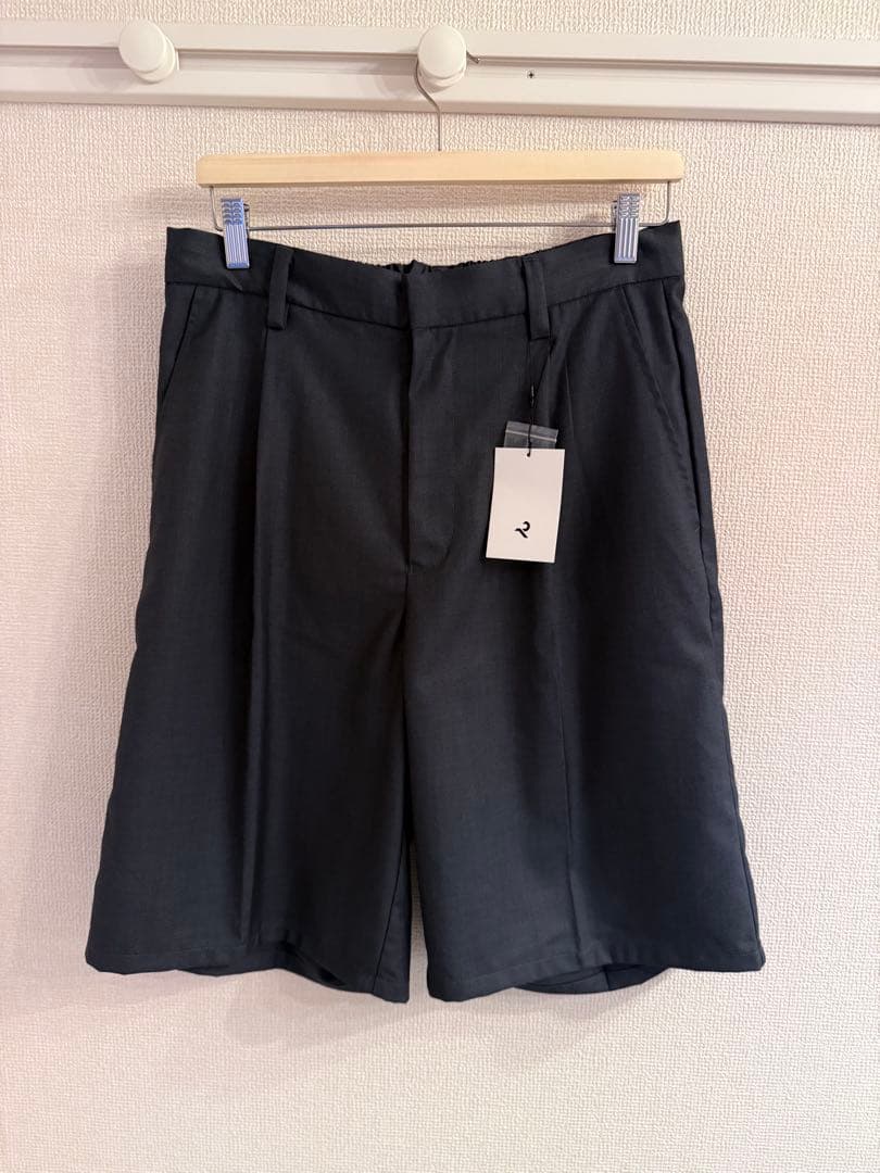 レタッチ 1Tuck Wide Easy Half Slacks -gray-