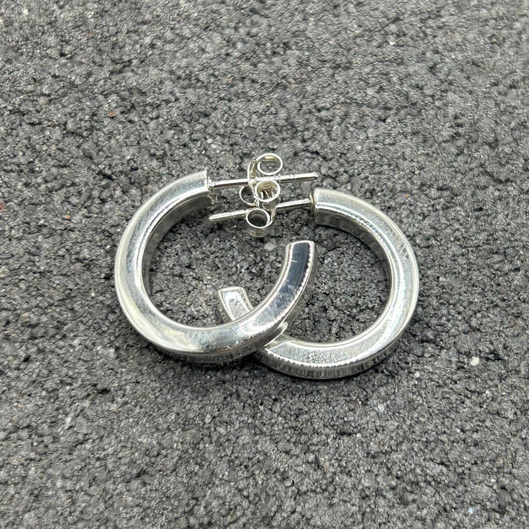 シルバー925 Silver 20mm フープピアス/軽研磨仕上げ/両耳