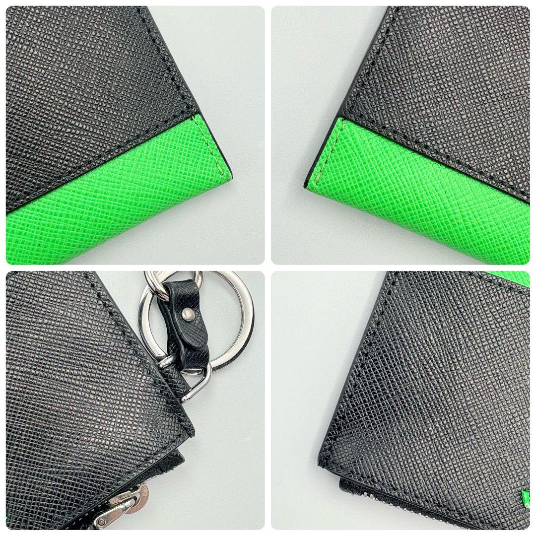 美品✨ PRADA サフィアーノレザー ケース グリーン ブラック