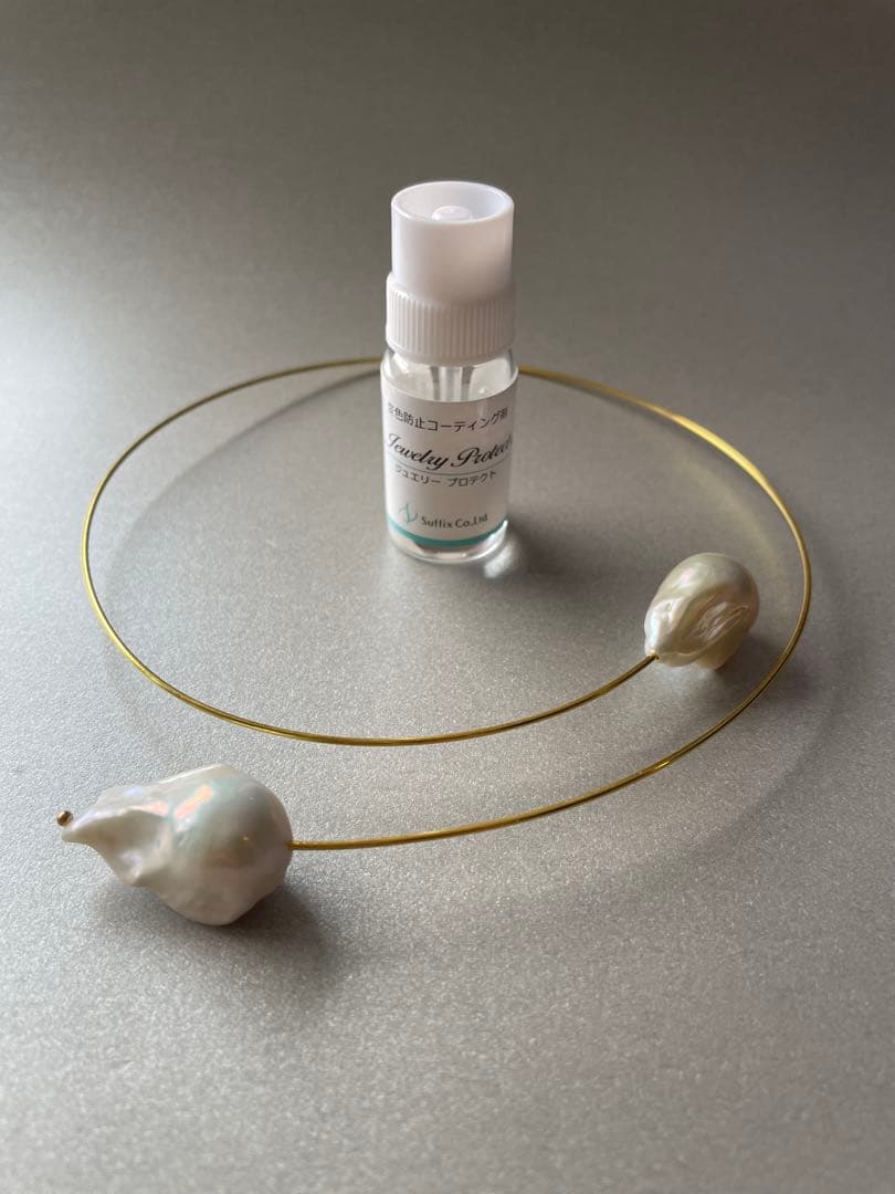 PivoineシルバーグレーバロックパールブレスレットバングルSYG