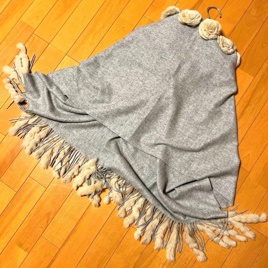 LANVIN COLLECTION ランバン ファーショール カシミヤ ケープ