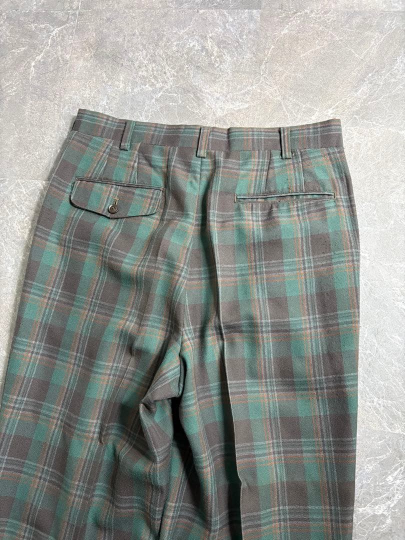 パンツ 90s Vintage 2tuck wool check wide slacks