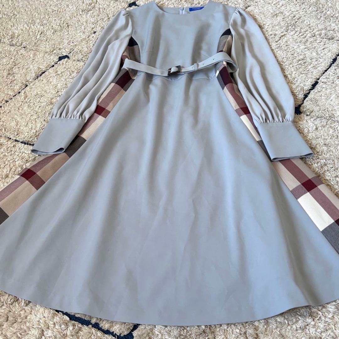 【極美品✨】ブルーレーベルクレストブリッジ　切替ワンピース　チェック　ベルト