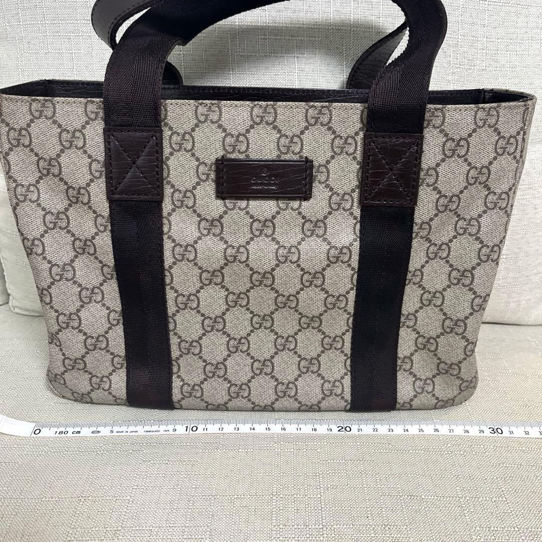 GUCCI グッチ PVC トートバッグ GG柄 レザー ブラウン ハンドバック