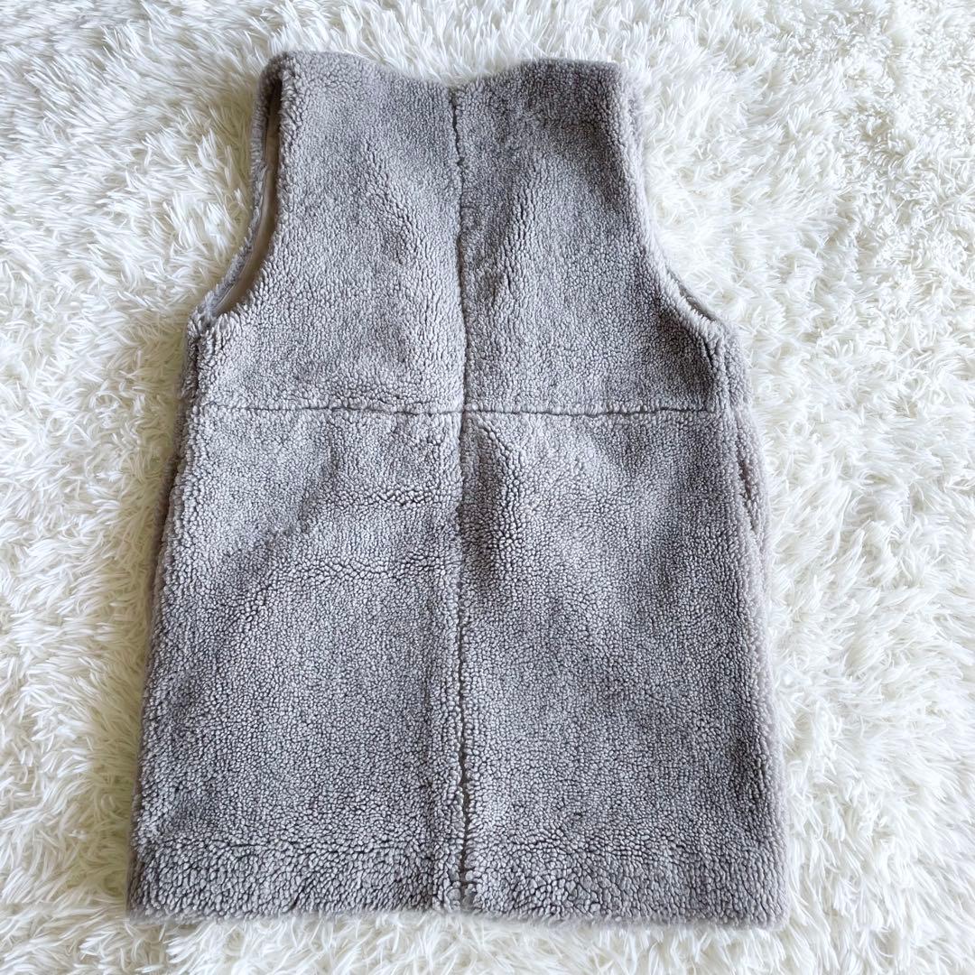 現行✨スリードッツ アップサイクルエコファー アウター　ベスト　ボア　灰色