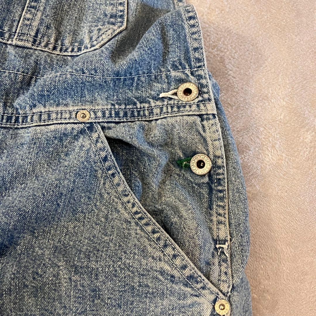 90sトミージーンズ　カナダ製オーバーオール肩紐切り替えデザイントリコロール刺繍