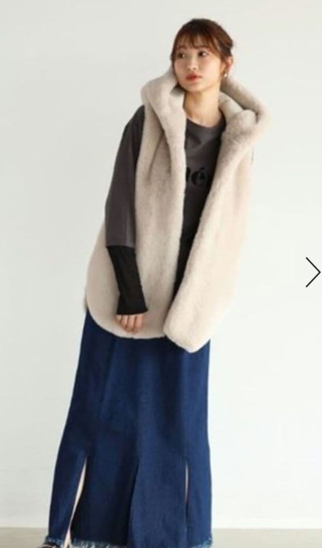 Vin　スコットクラブ　フーデット　ファー　ベスト　アイボリー　新品 ヤマダヤ