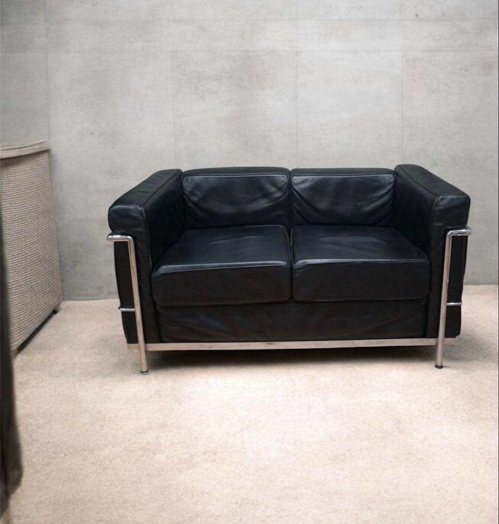 IDC大塚家具 黒総本革 LC2 ル・コルビジェ リプロダクトソファ