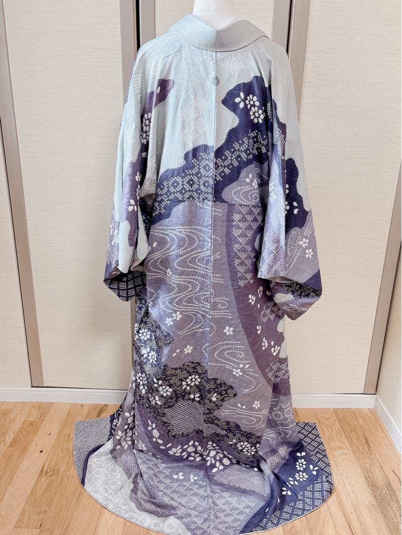 訪問着　一つ紋　フルセット　裄69 絞り 卒業式　入学式　お宮参　袋帯 M